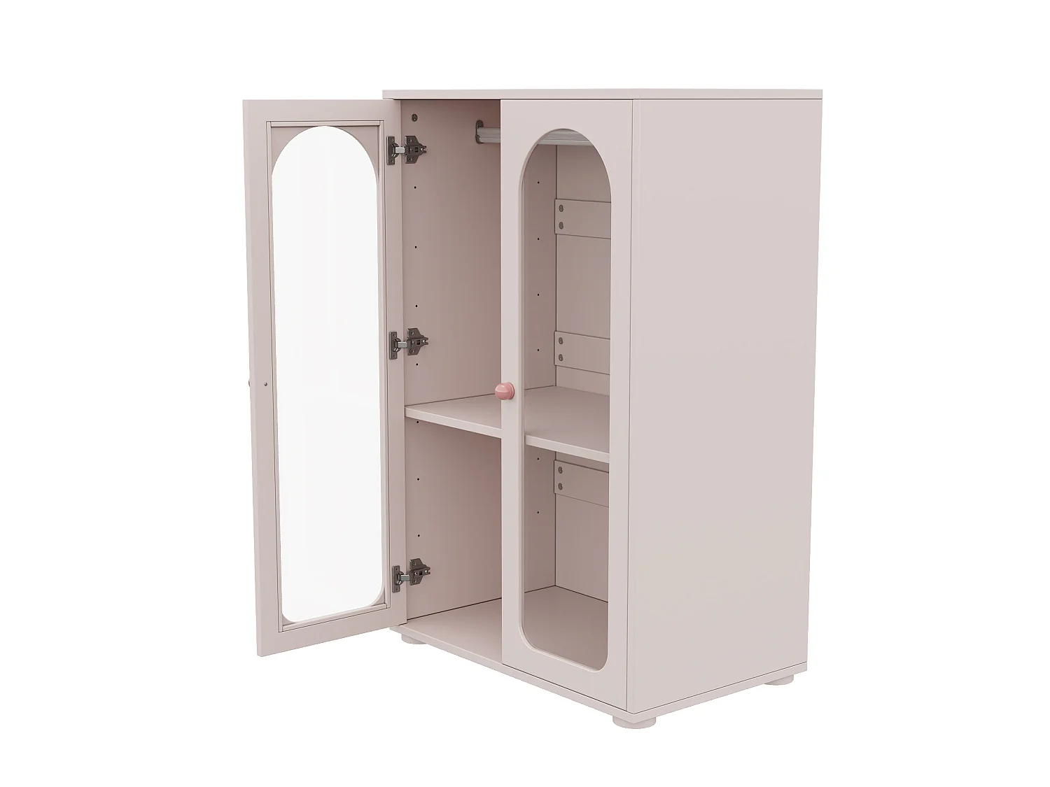 Lot de 2 Armoire enfant rose avec portes en acrylique et tringle - MDF