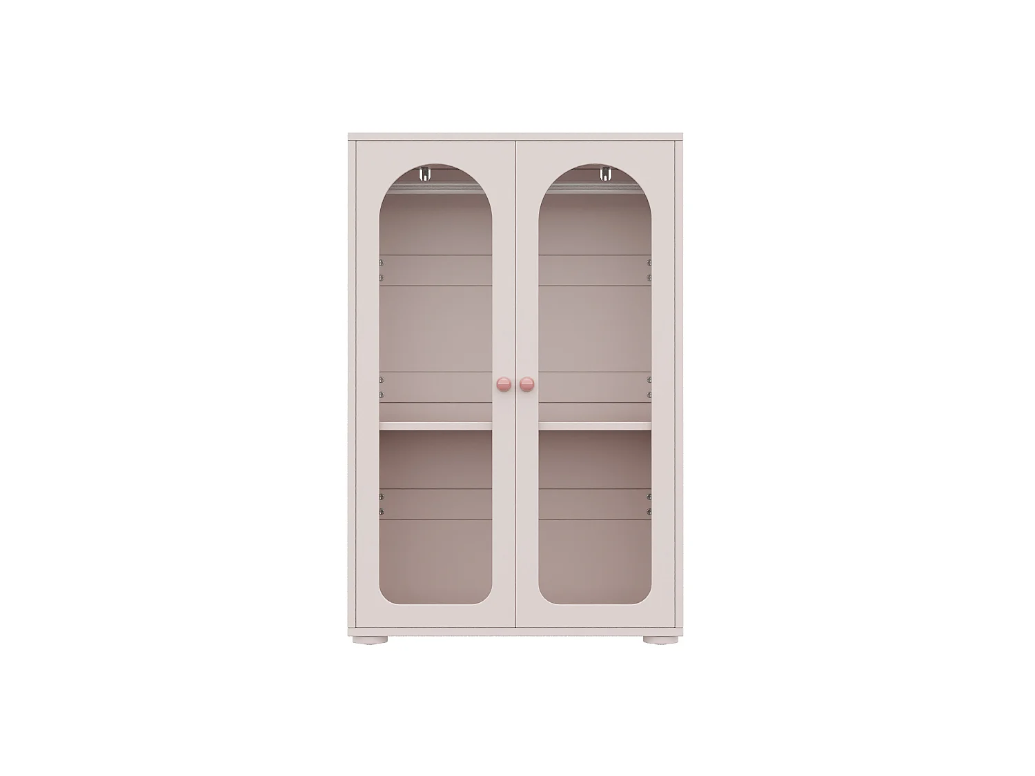 Lot de 2 Armoire enfant rose avec portes en acrylique et tringle - MDF