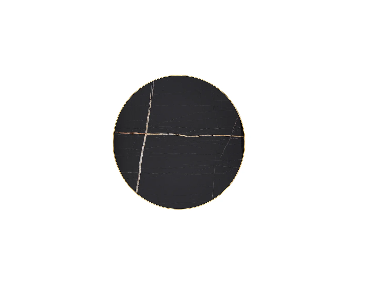 Table d'appoint ronde 60 x 60 cm effet marbre noir et acier inoxydable argenté
