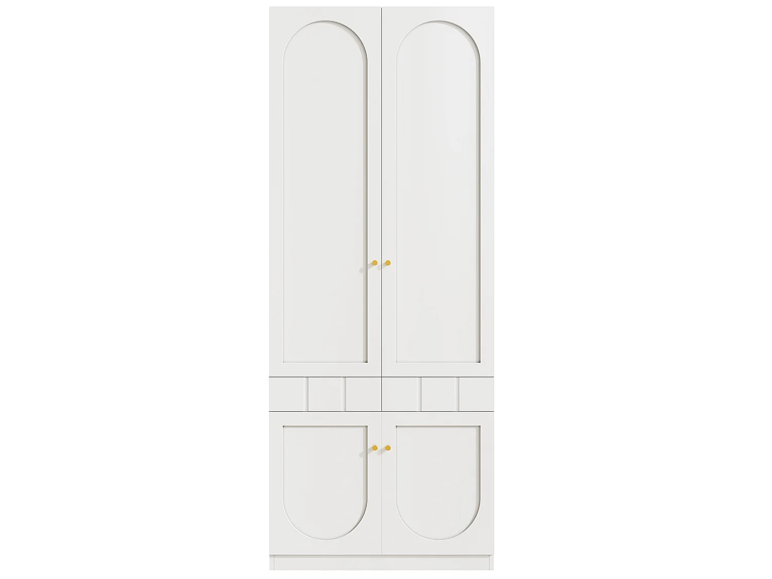 Set med 2 vita garderober 160x50x200 cm med klädskena, 8 dörrar och lådor