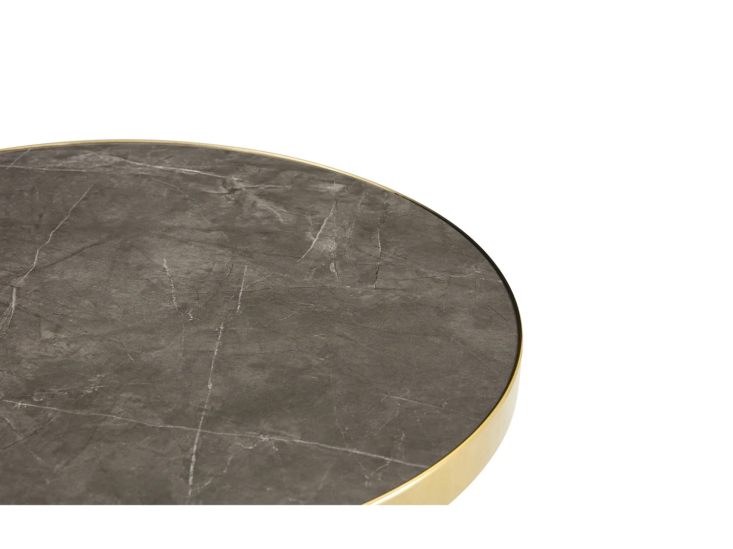Table d'appoint ronde 60 x 60 cm effet marbre gris - Pied en acier inoxydable doré