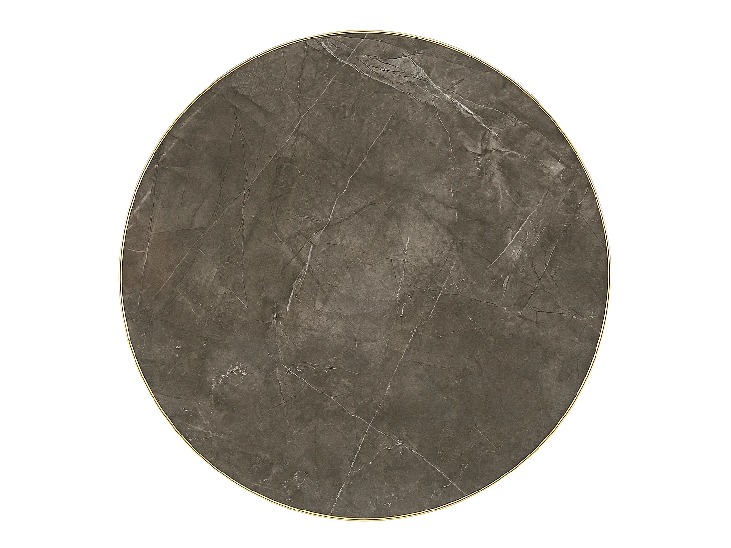 Table d'appoint ronde 60 x 60 cm effet marbre gris - Pied en acier inoxydable doré