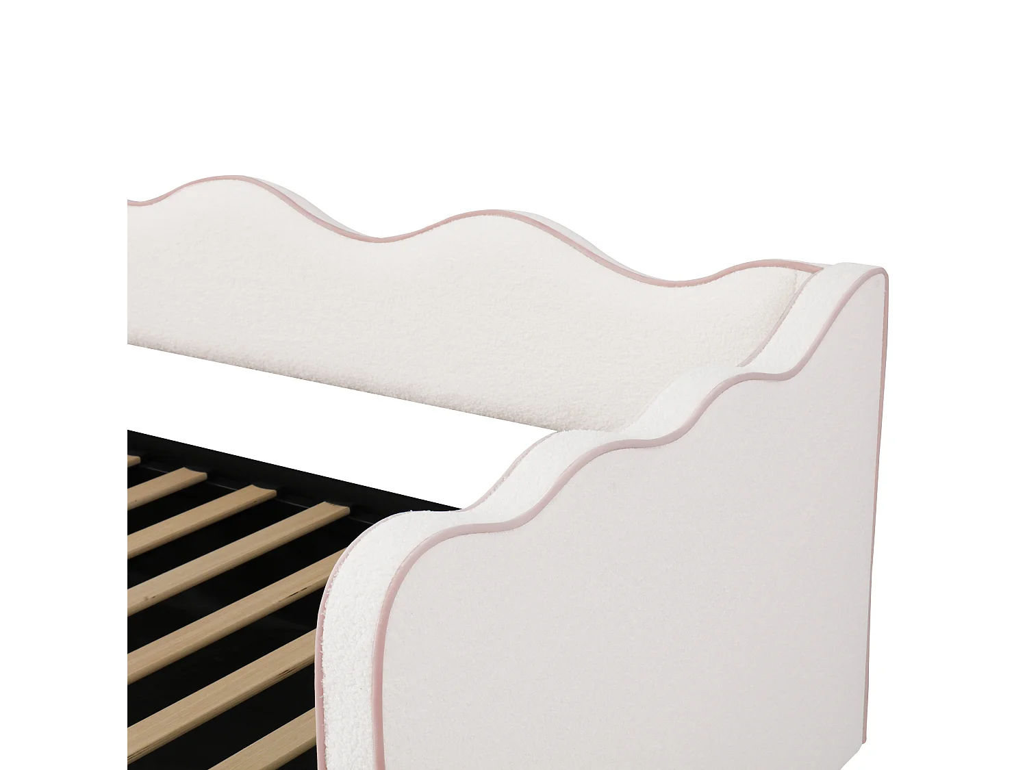 Lit coffre 90x200 cm avec ports USB et Type-C - Lit banquette en bouclé beige