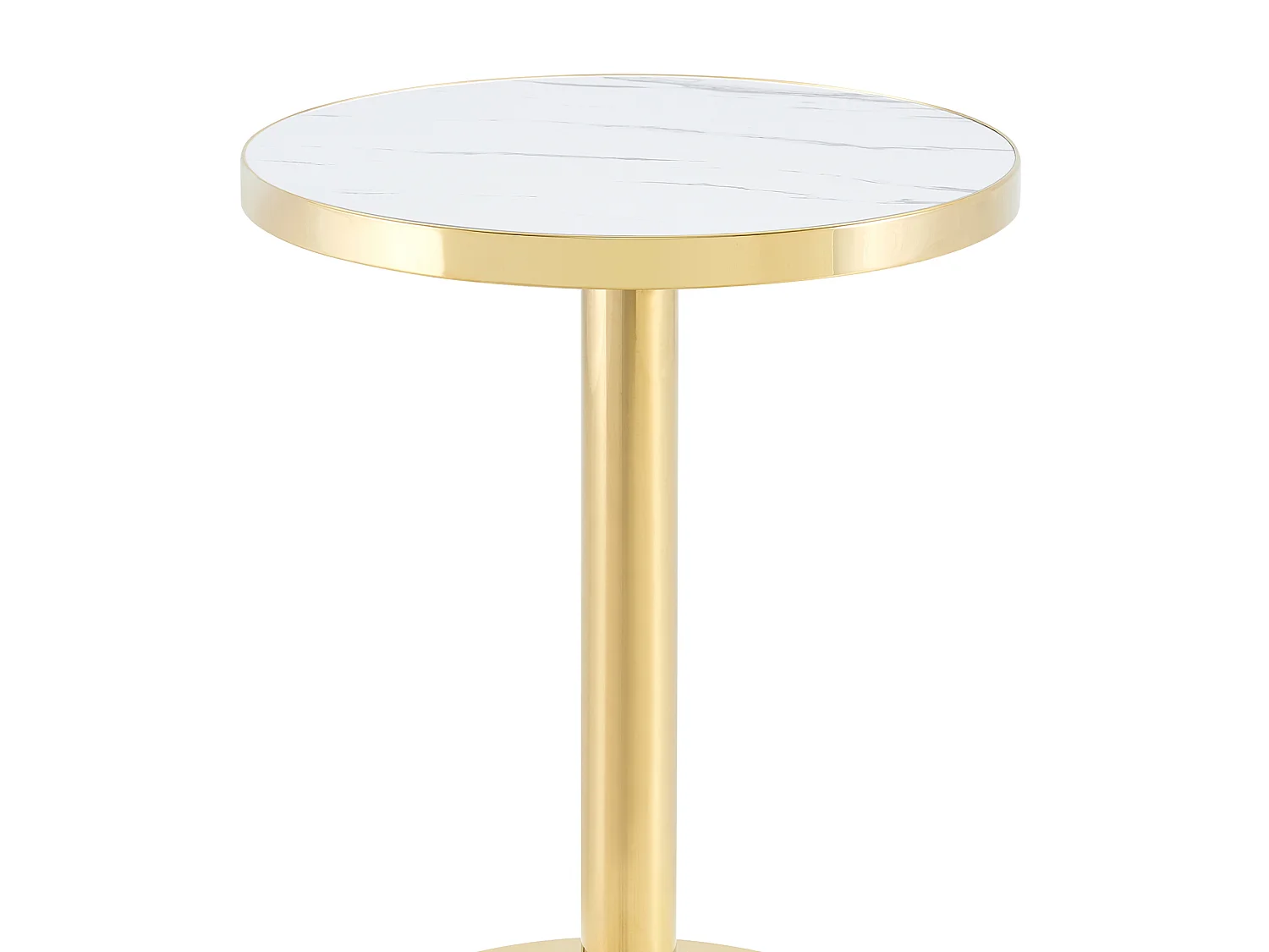 Table d'appoint ronde 60 x 60 cm effet marbre blanc et acier inoxydable doré