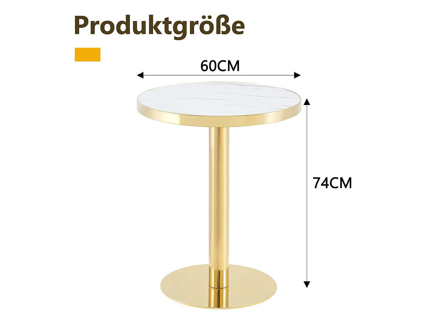 Table d'appoint ronde 60 x 60 cm effet marbre blanc et acier inoxydable doré