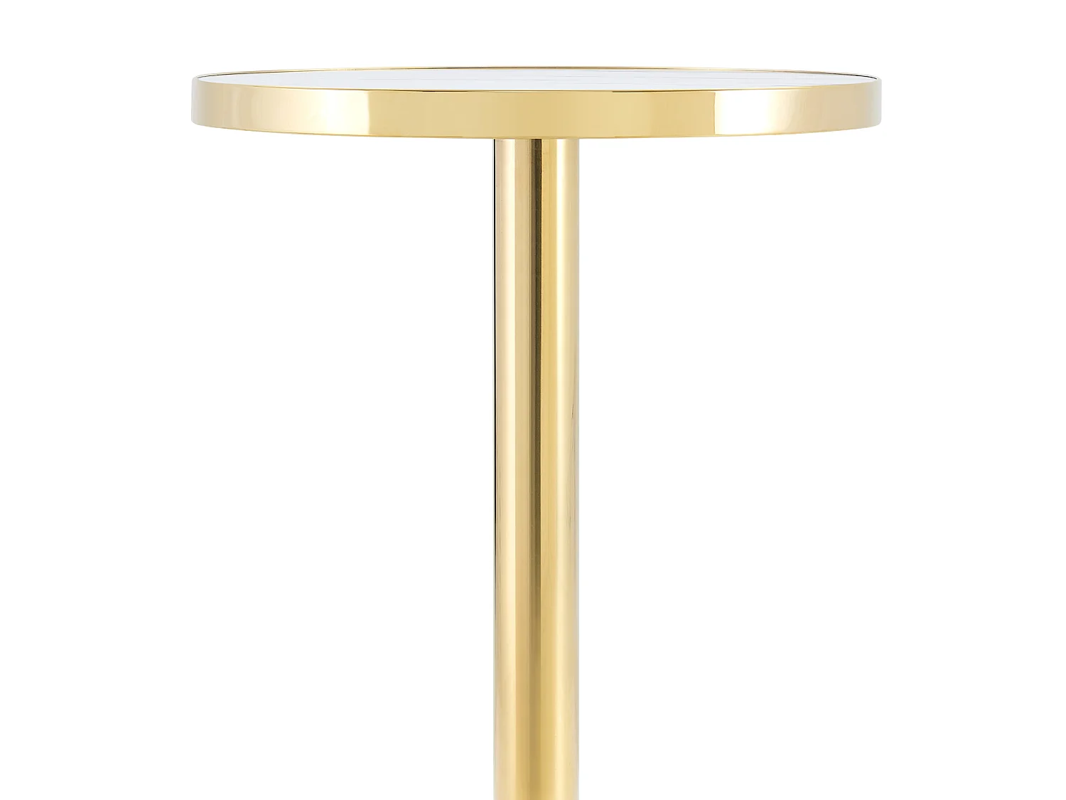 Table d'appoint ronde 60 x 60 cm effet marbre blanc et acier inoxydable doré