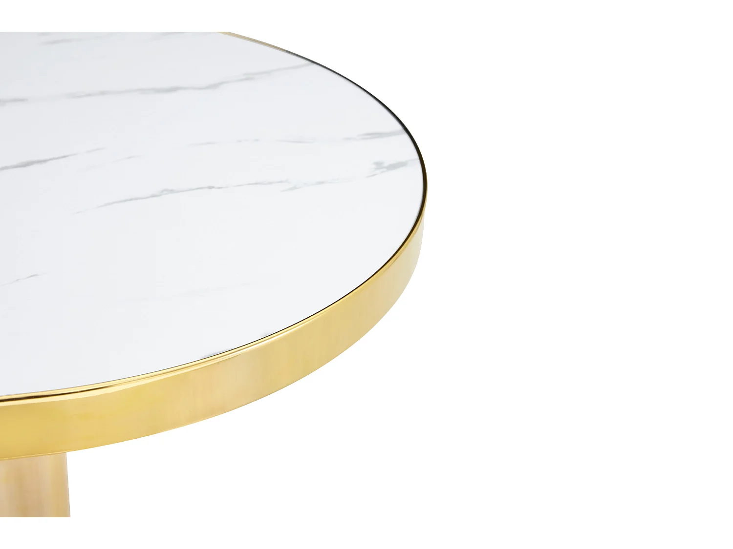 Table d'appoint ronde 60 x 60 cm effet marbre blanc et acier inoxydable doré