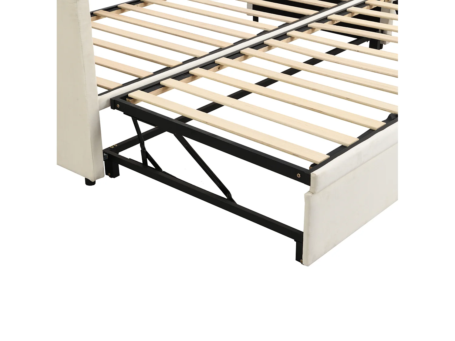 DreamMespace Canapé-lit gigogne relevable en velours avec sommier - 90/180x200 cm - Beige