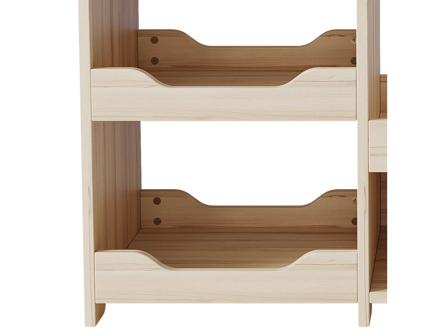 Armoire enfant naturel avec niche, tringle et 4 étagères