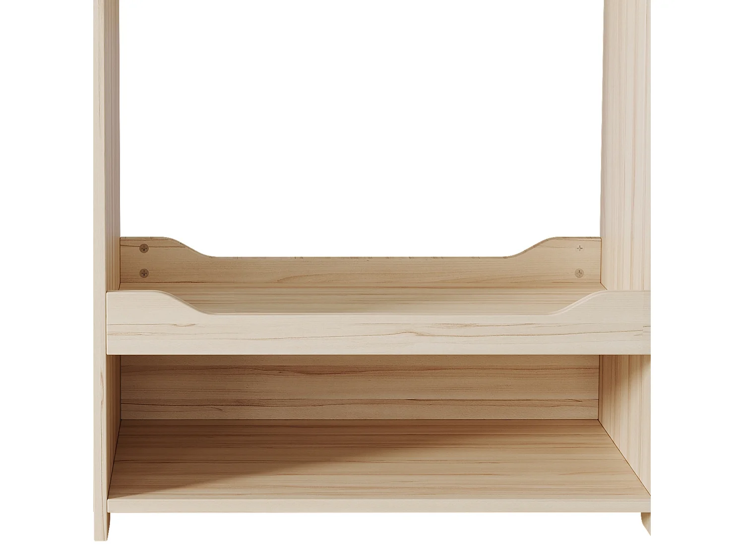 Armoire enfant naturel avec niche, tringle et 4 étagères