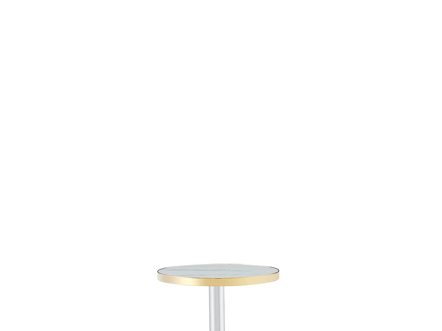 Table d'appoint ronde 60 cm effet marbre blanc - Pied en acier inoxydable argenté