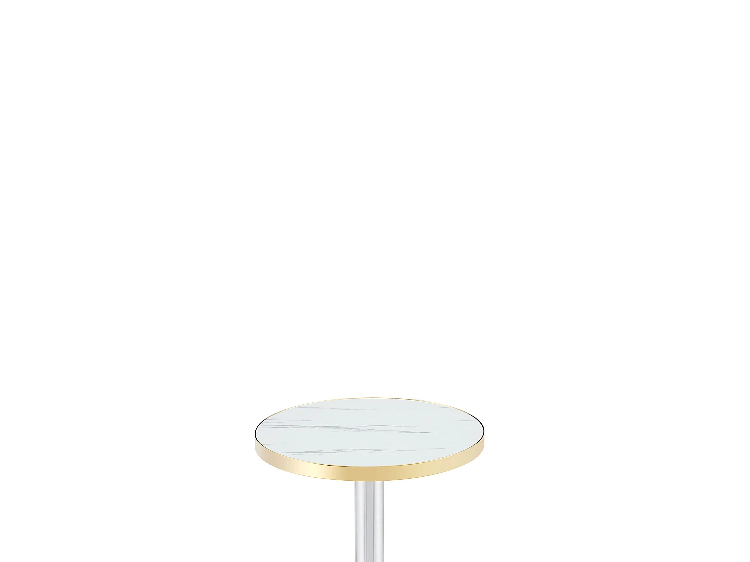 Table d'appoint ronde 60 cm effet marbre blanc - Pied en acier inoxydable argenté