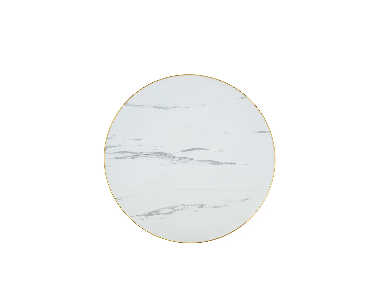 Table d'appoint ronde 60 cm effet marbre blanc - Pied en acier inoxydable argenté
