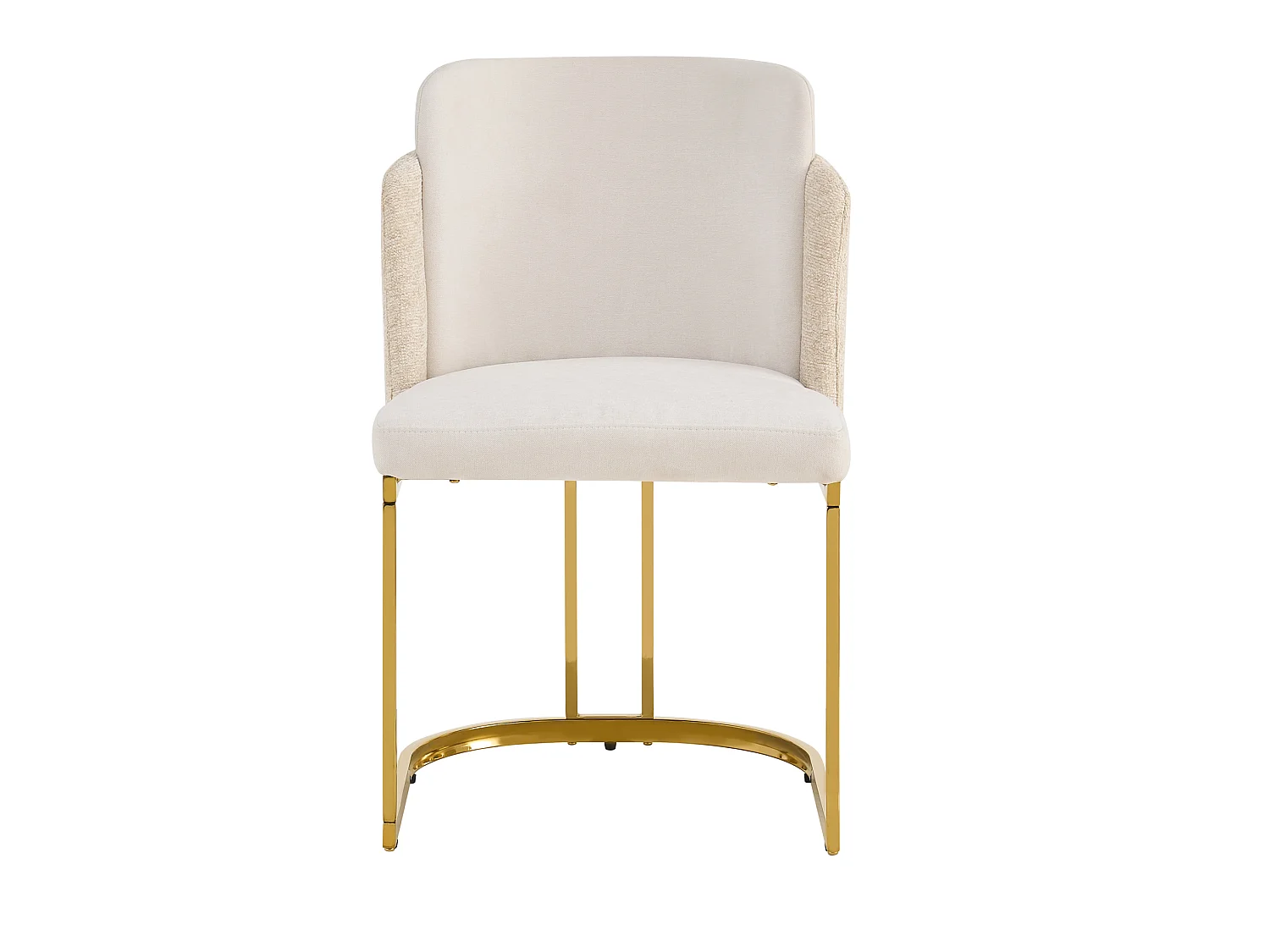Lot de 6 chaises à manger en chenille avec pieds en acier - Beige et doré
