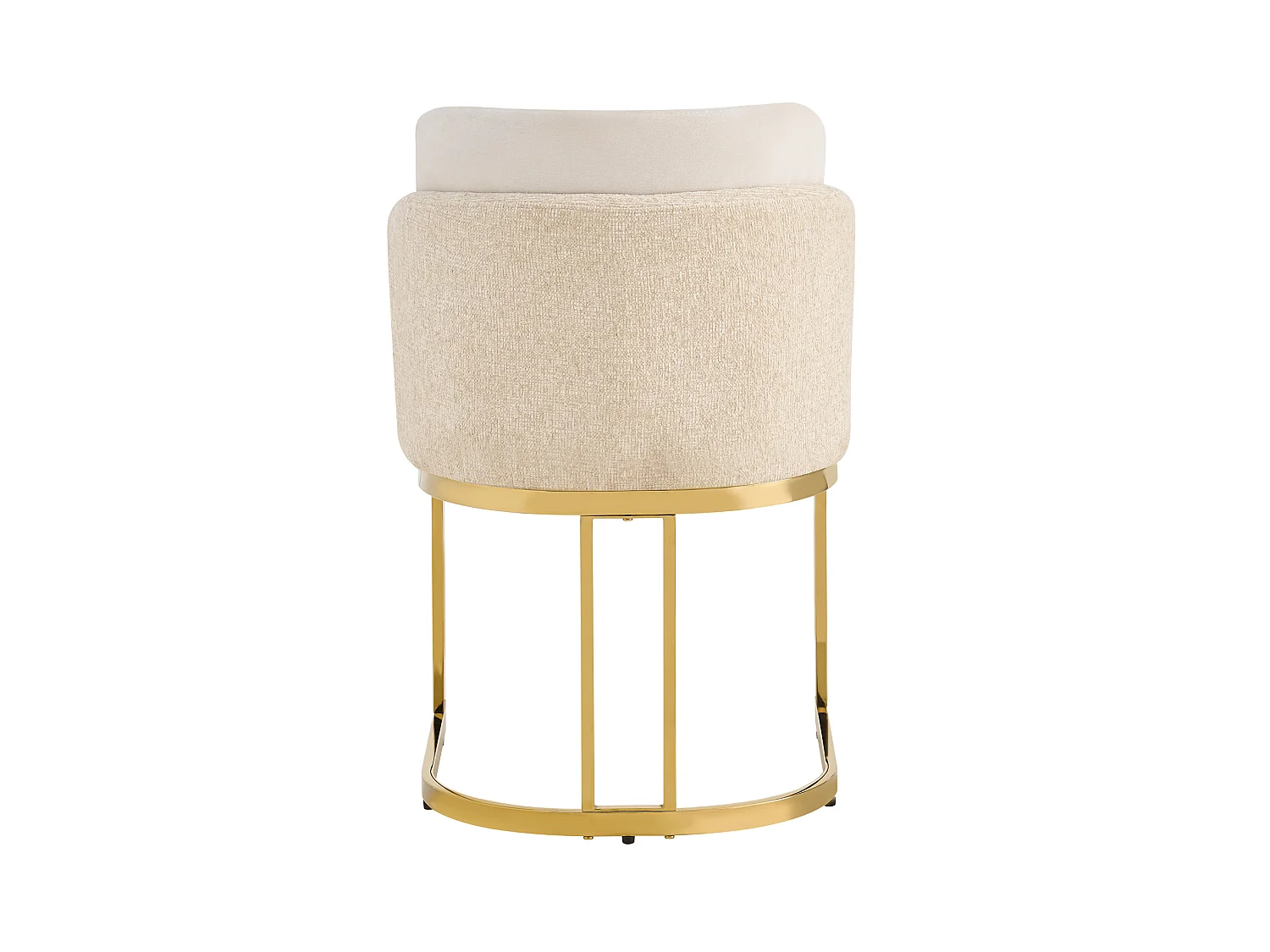 Lot de 6 chaises à manger en chenille avec pieds en acier - Beige et doré