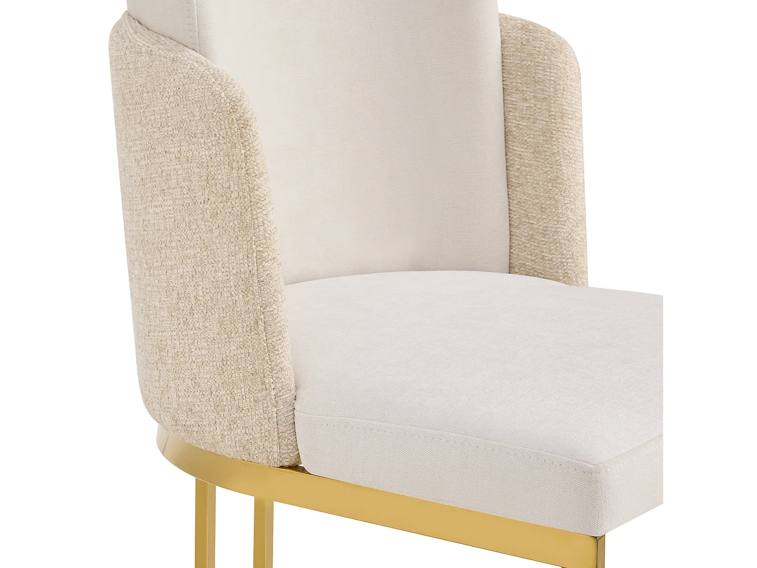 Lot de 6 chaises à manger en chenille avec pieds en acier - Beige et doré