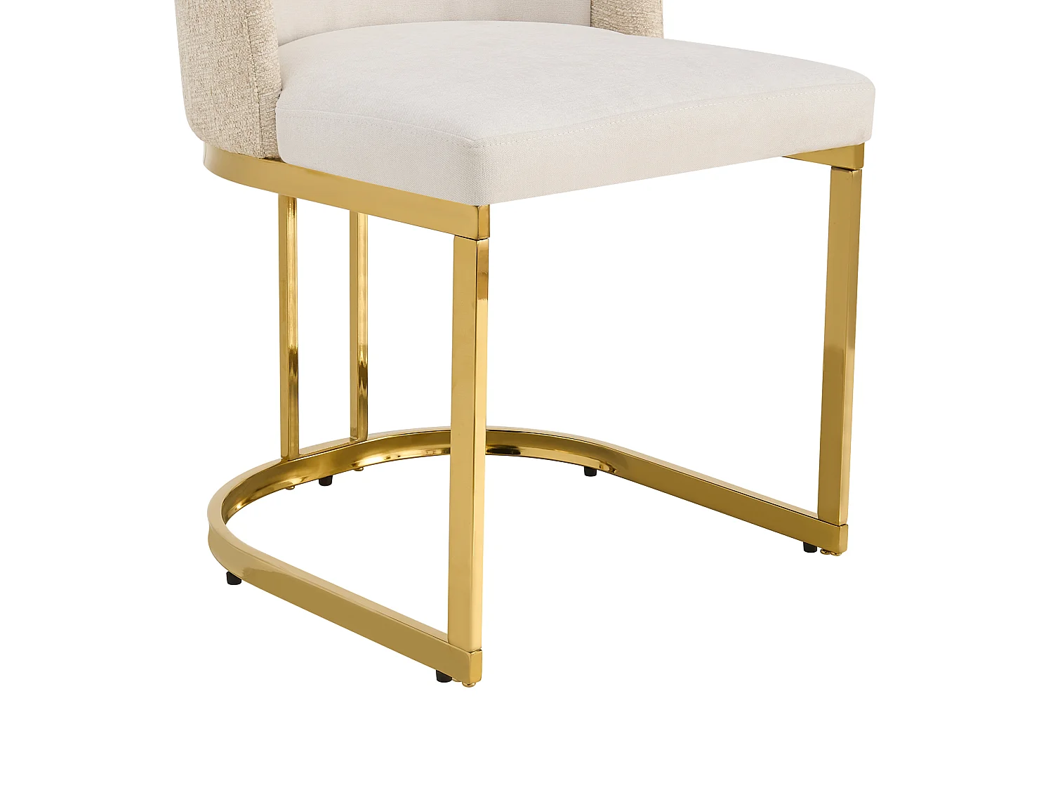 Lot de 6 chaises à manger en chenille avec pieds en acier - Beige et doré