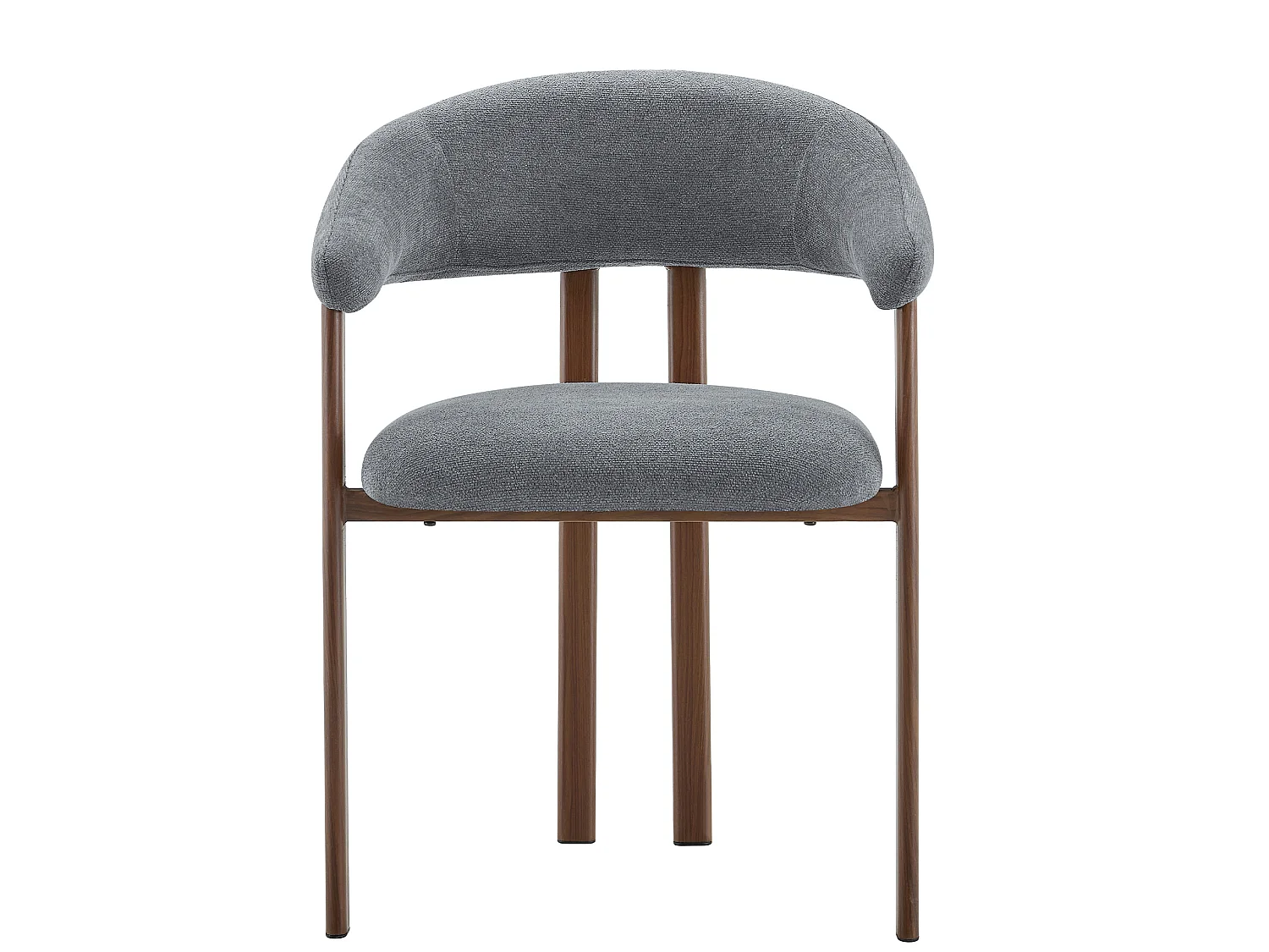 Set van 2 eetkamerstoelen in grijs linnen met metalen poten