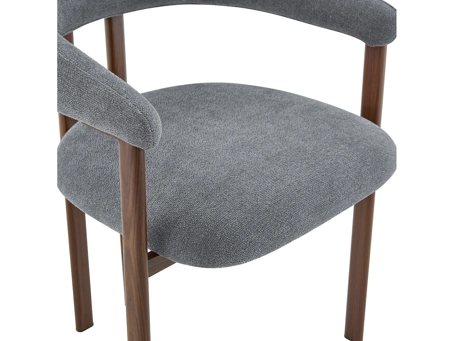 Set van 2 eetkamerstoelen in grijs linnen met metalen poten