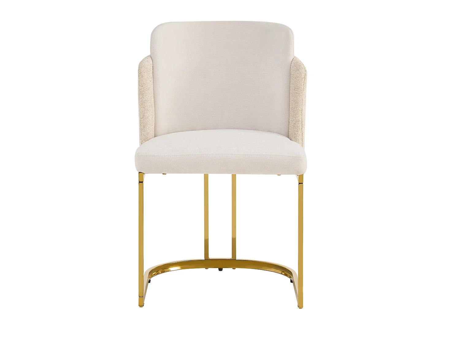 Set van 2 chenille eetkamerstoelen met stalen poten - Beige en goud