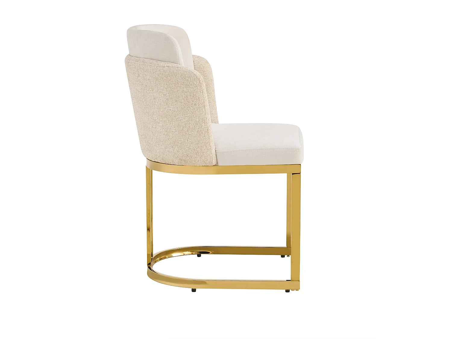 Set van 2 chenille eetkamerstoelen met stalen poten - Beige en goud