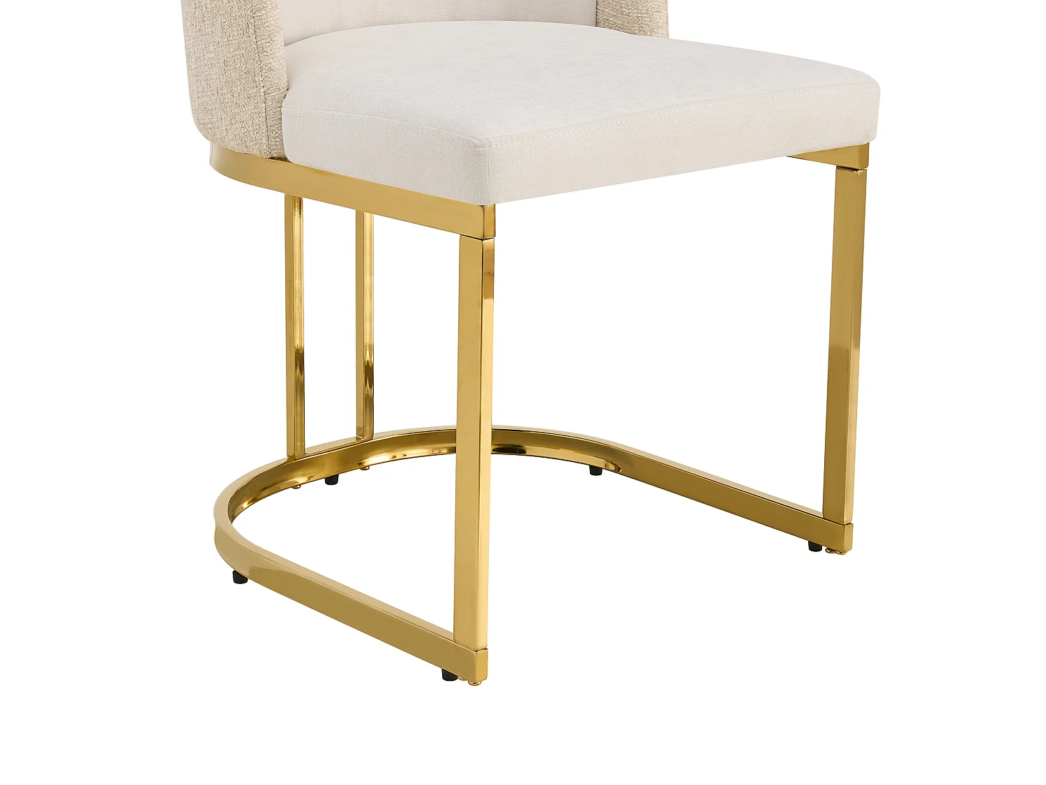 Set van 2 chenille eetkamerstoelen met stalen poten - Beige en goud