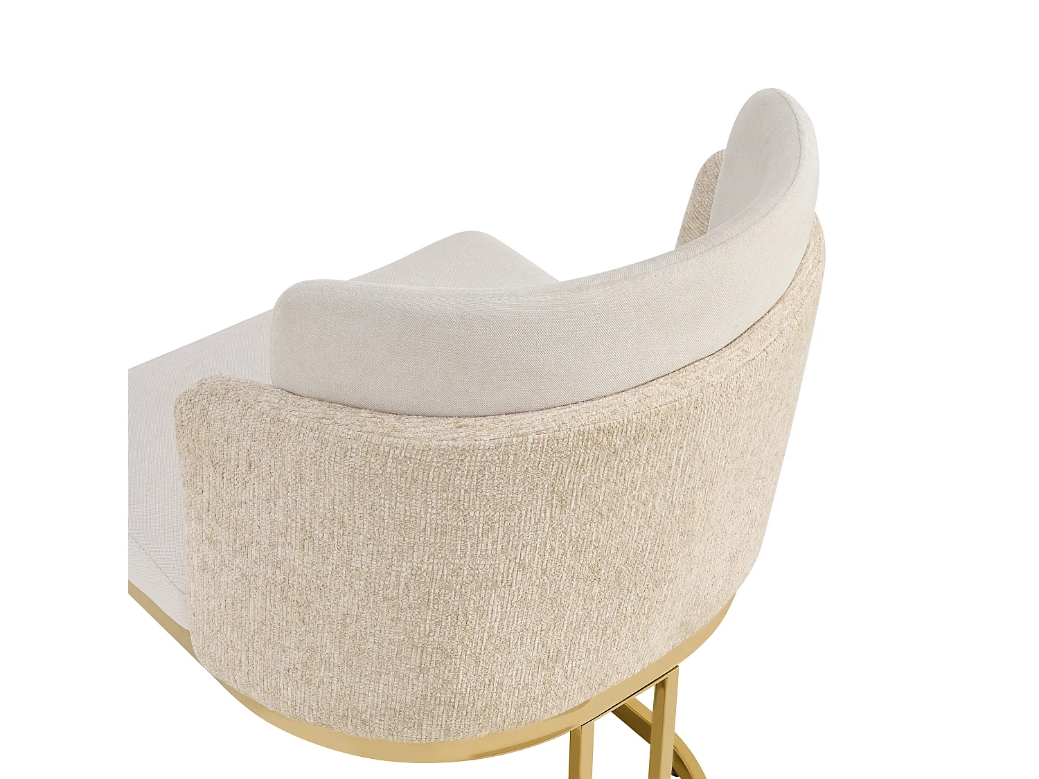 Set van 2 chenille eetkamerstoelen met stalen poten - Beige en goud