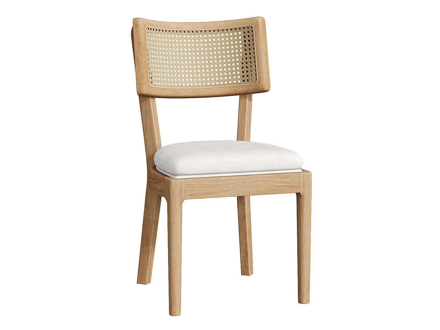 Lot de 6 chaises en bois et lin avec dossier en rotin - Naturel clair