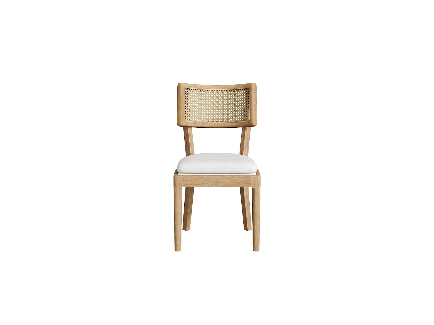 Lot de 6 chaises en bois et lin avec dossier en rotin - Naturel clair