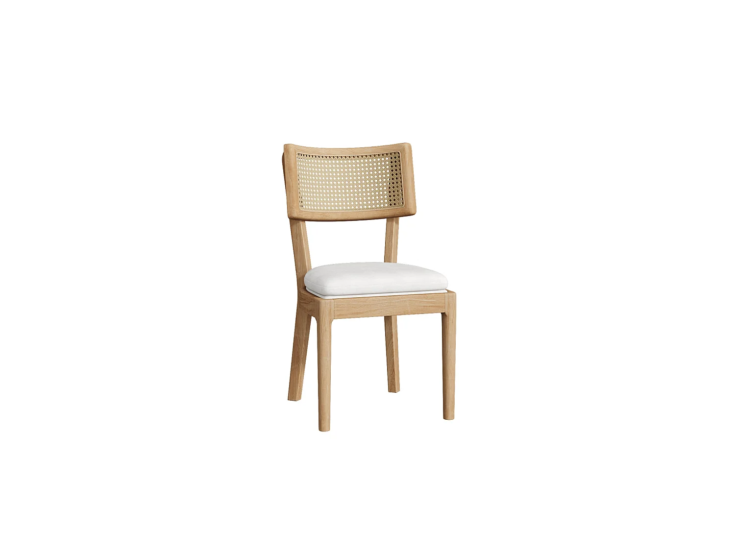 Lot de 6 chaises en bois et lin avec dossier en rotin - Naturel clair