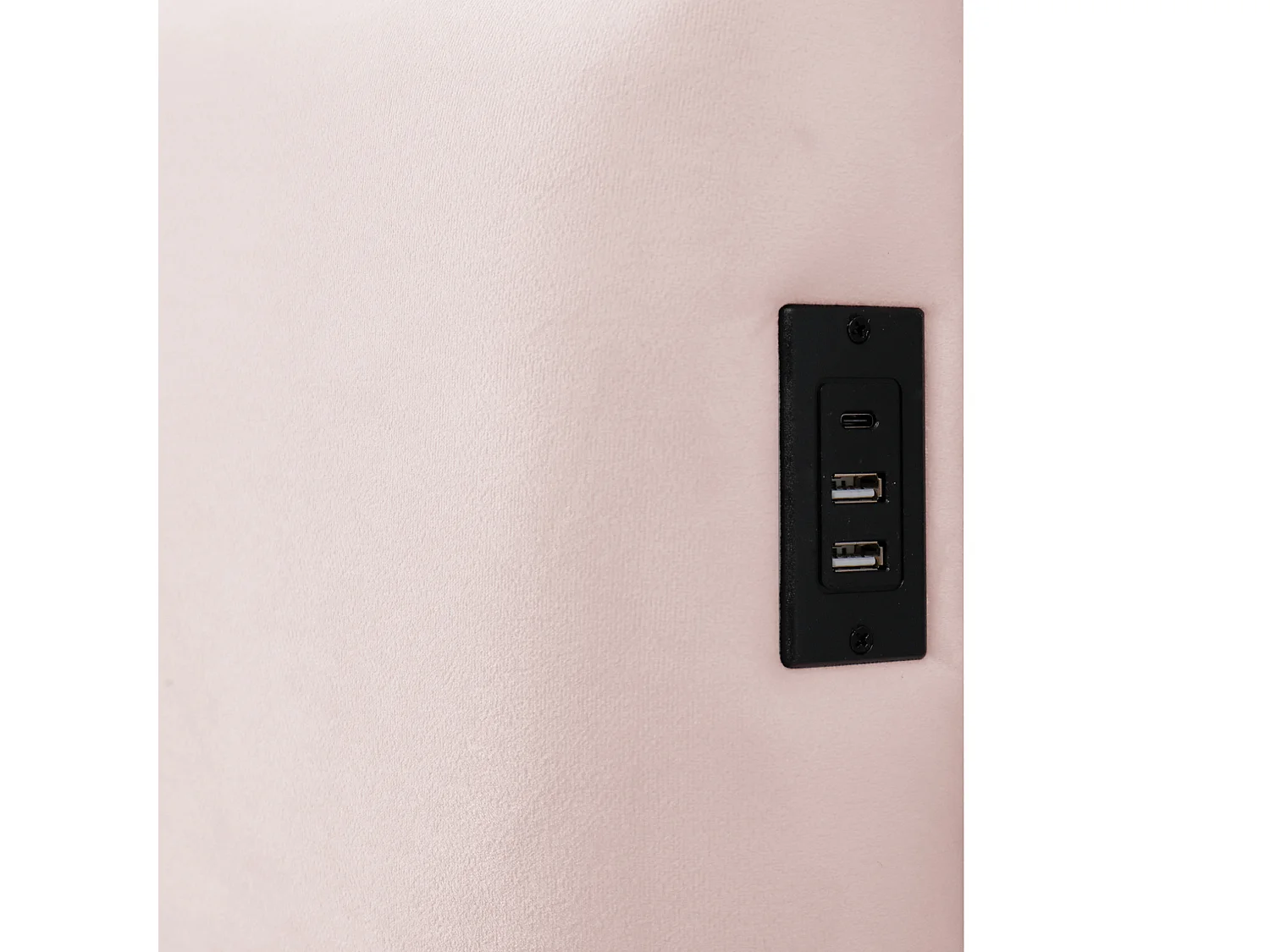Lit coffre enfant 90x200 cm en velours avec ports USB et Type-C - Rose