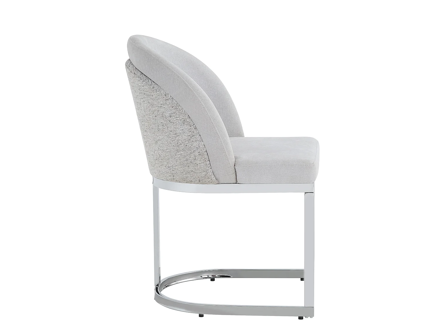 Set van 6 stoelen met zilverkleurige metalen poten - Grijze chenille stof