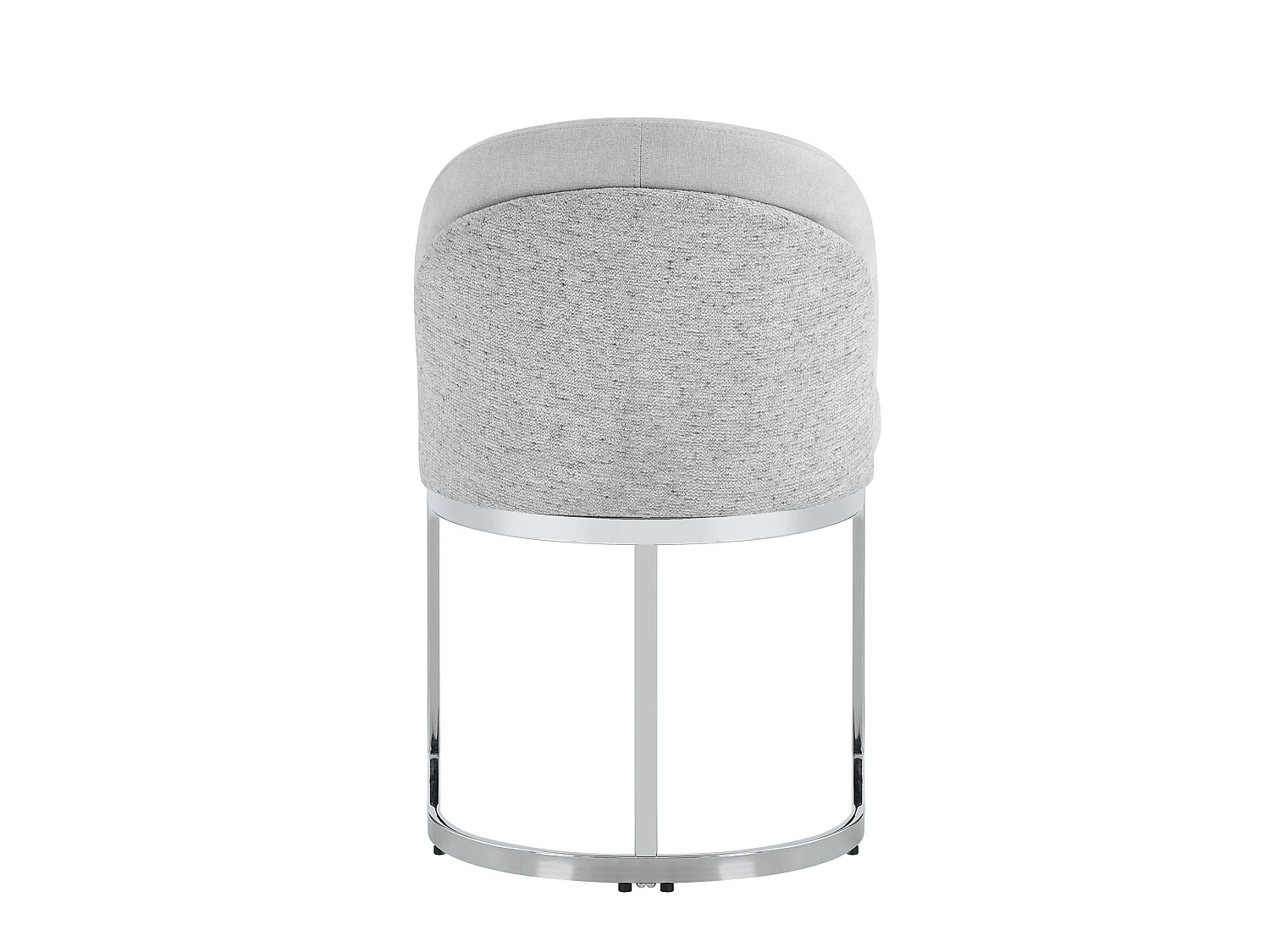 Set van 6 stoelen met zilverkleurige metalen poten - Grijze chenille stof