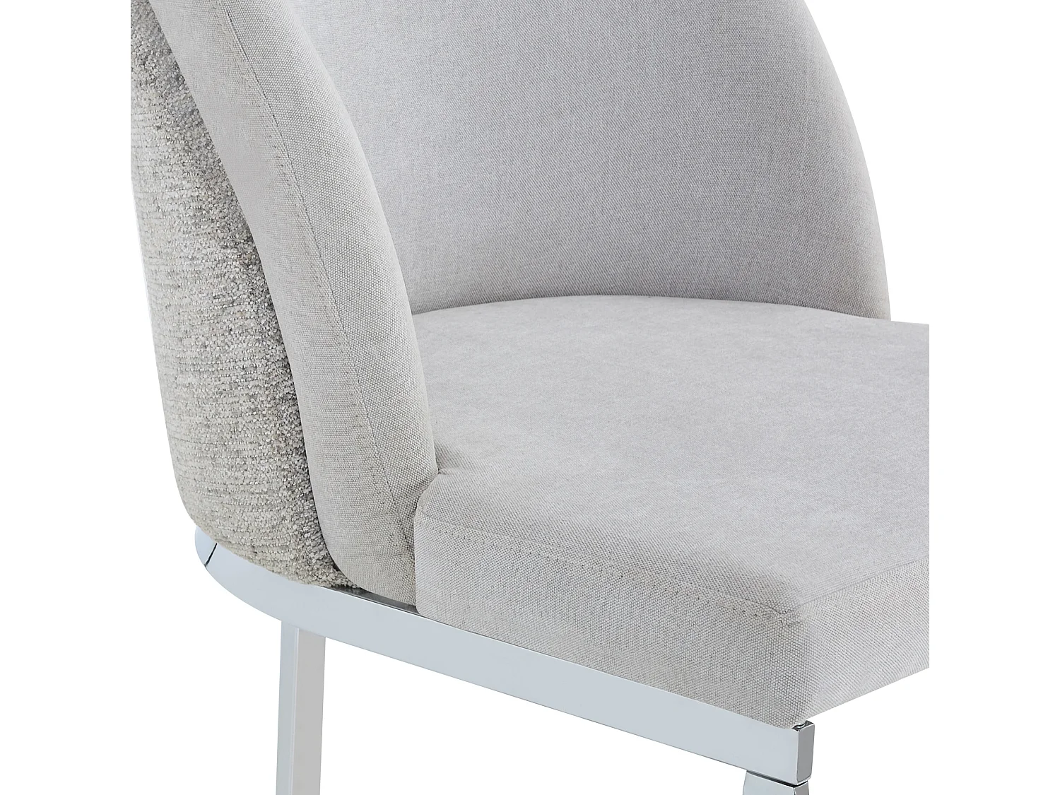 Set van 6 stoelen met zilverkleurige metalen poten - Grijze chenille stof