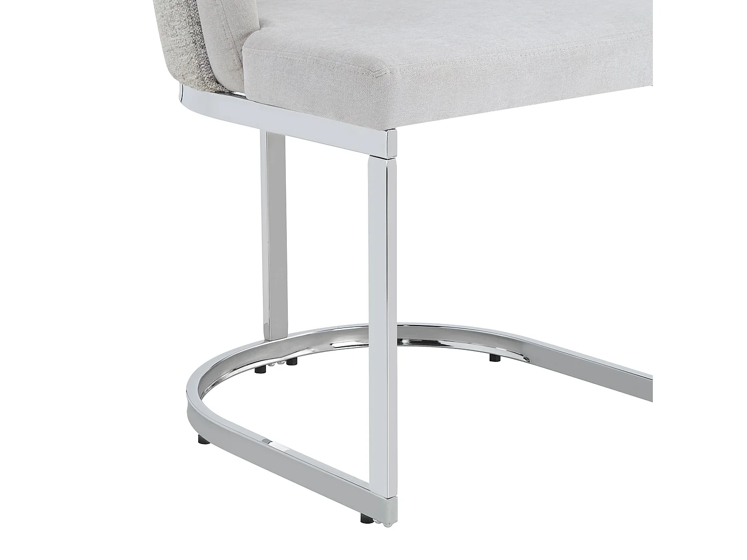 Set van 6 stoelen met zilverkleurige metalen poten - Grijze chenille stof