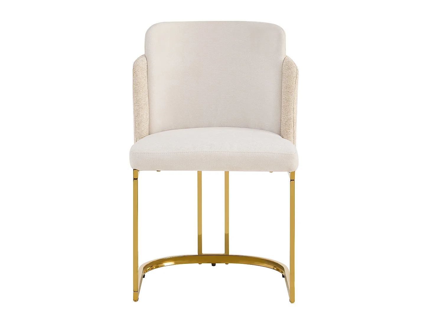Lot de 4 chaises à manger en chenille avec pieds en acier - Beige et doré