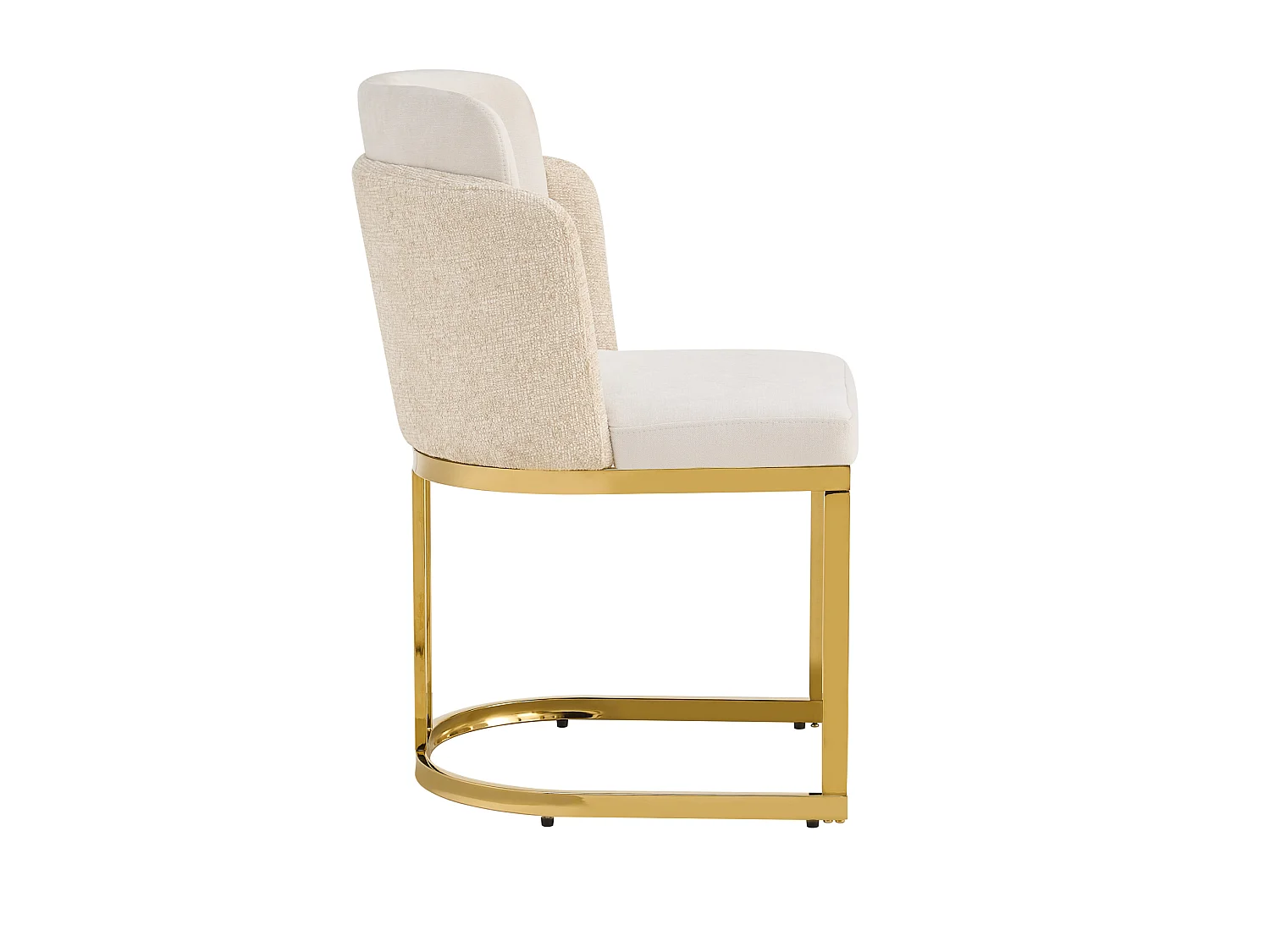 Lot de 4 chaises à manger en chenille avec pieds en acier - Beige et doré