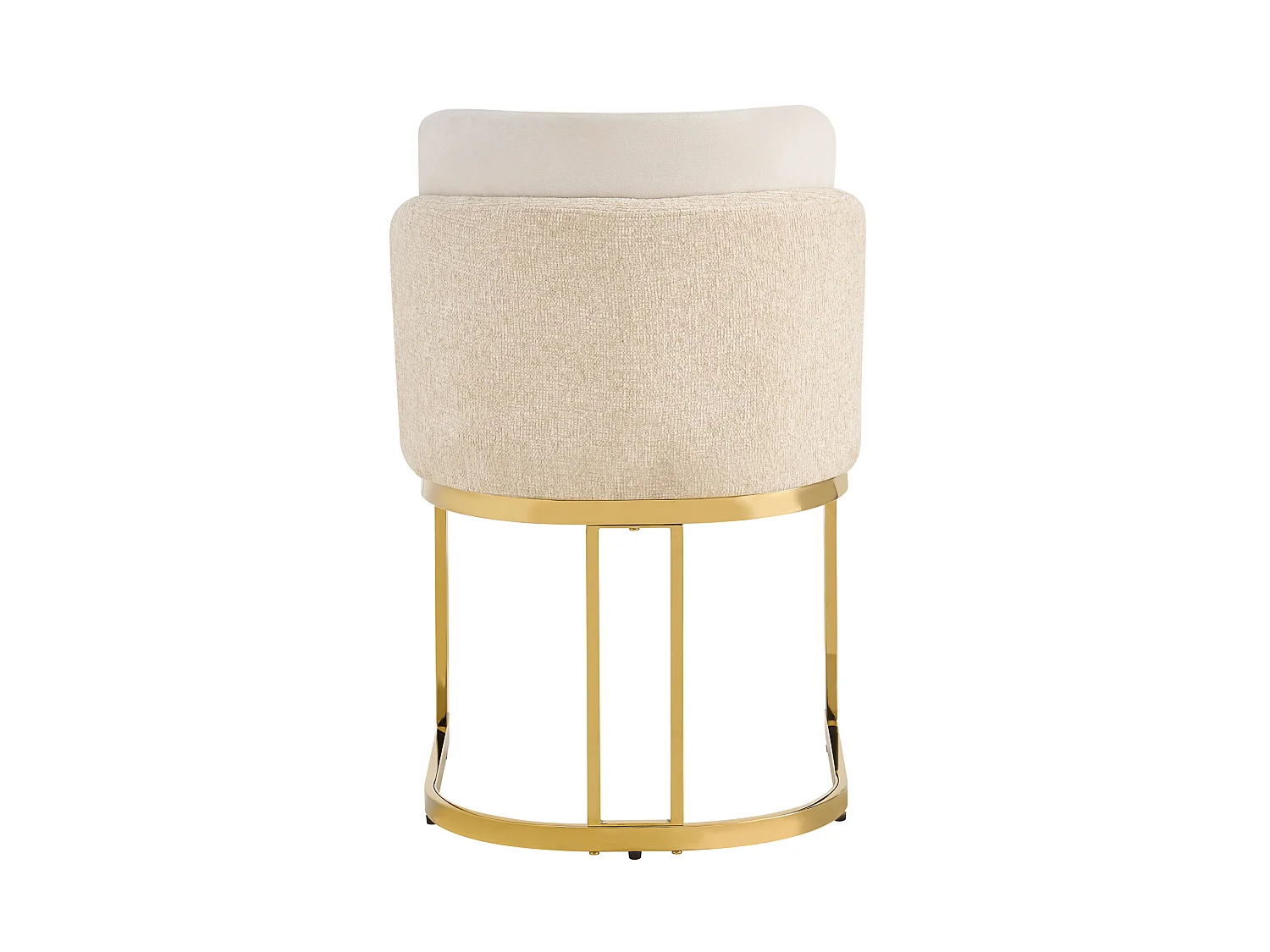 Lot de 4 chaises à manger en chenille avec pieds en acier - Beige et doré
