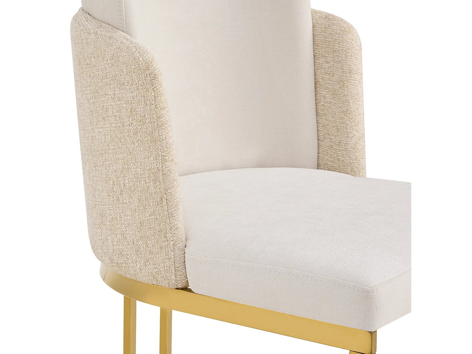 Lot de 4 chaises à manger en chenille avec pieds en acier - Beige et doré