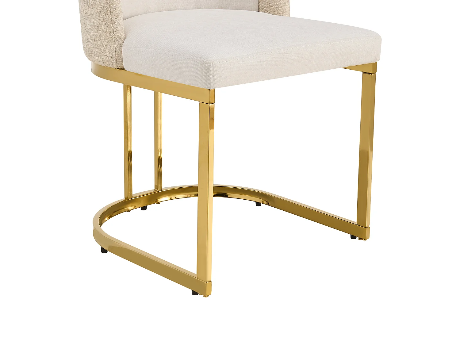 Lot de 4 chaises à manger en chenille avec pieds en acier - Beige et doré