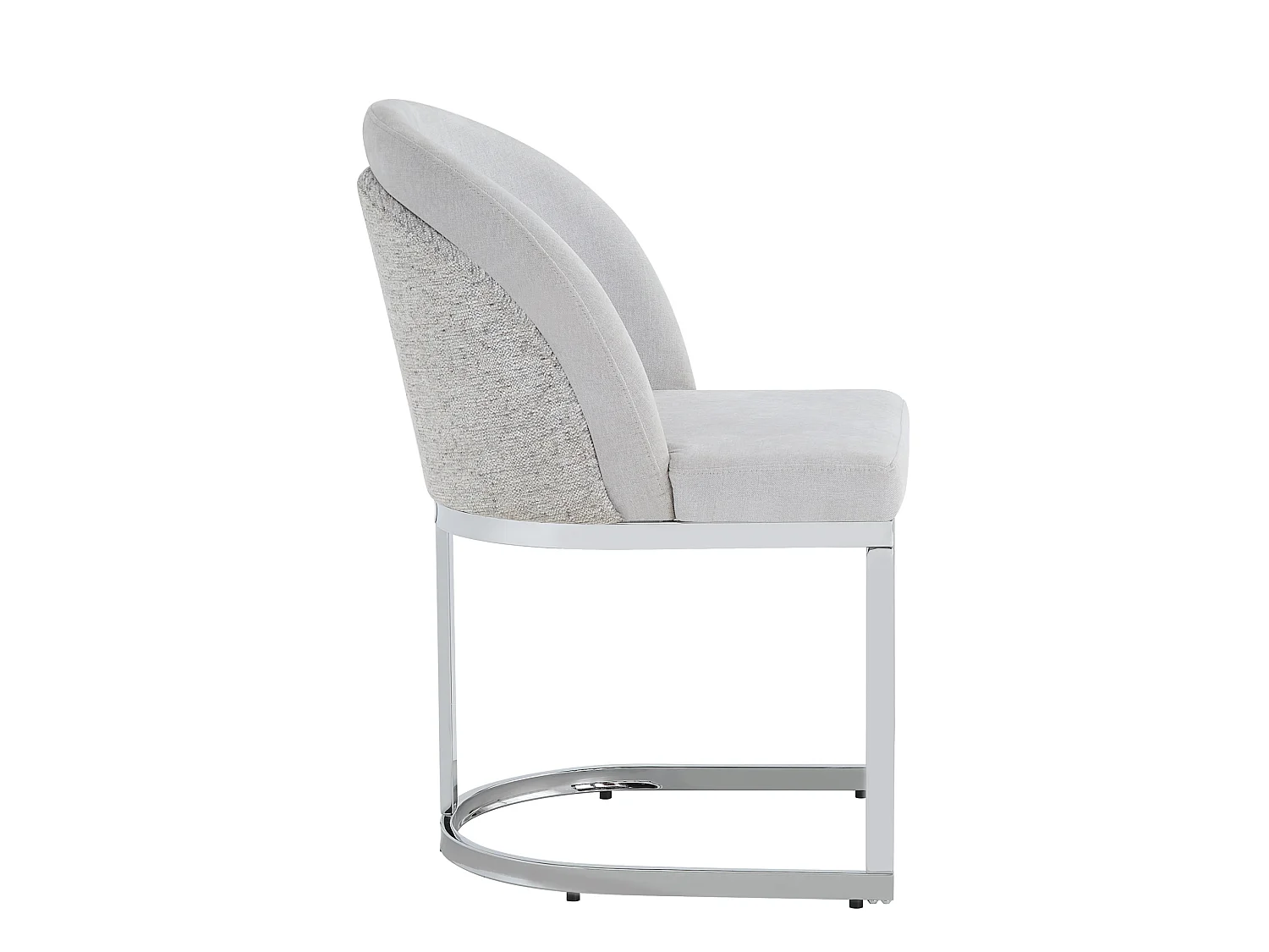 Set van 2 stoelen met zilverkleurige metalen poten - Grijze chenille stof