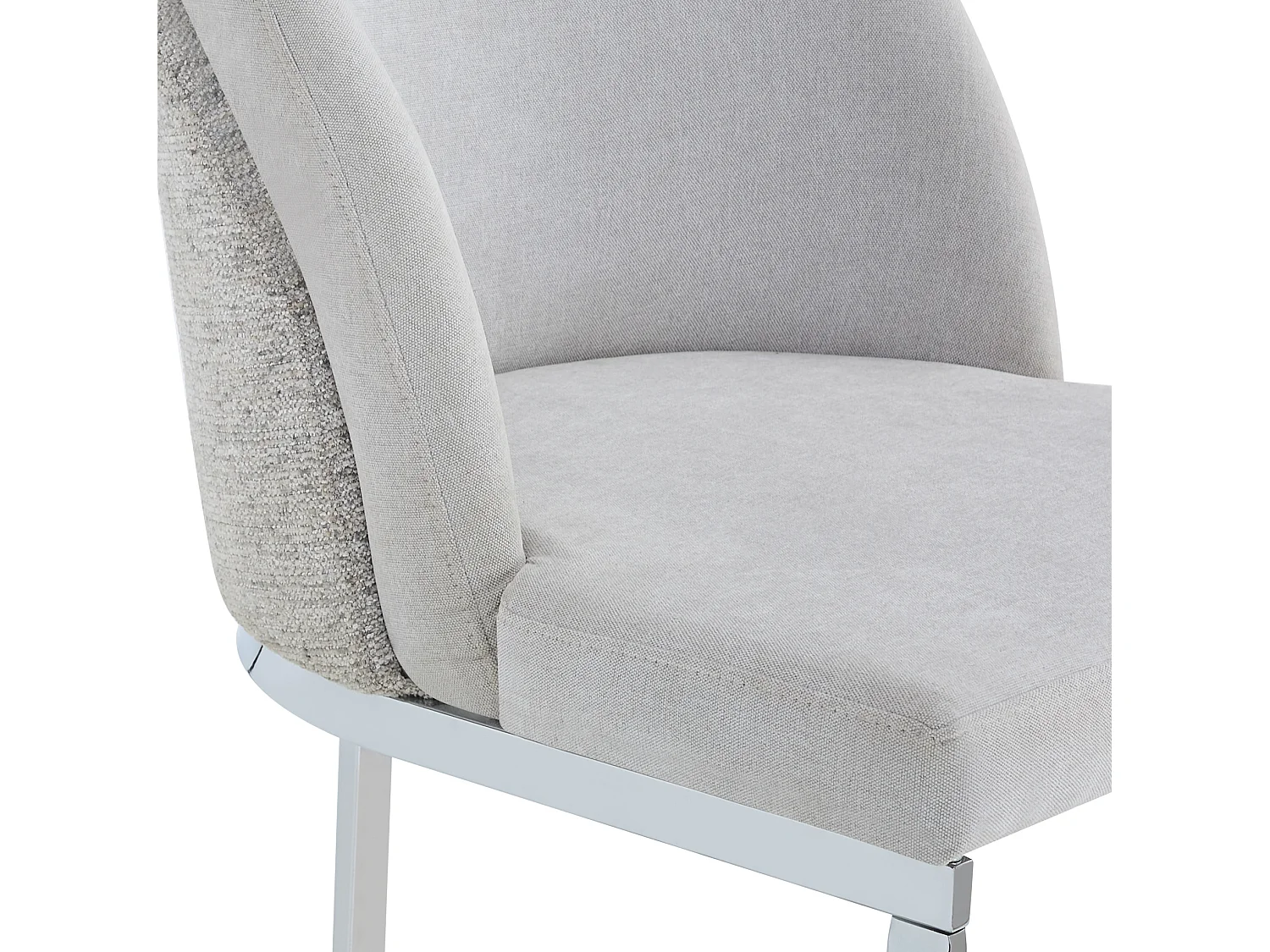 Set van 2 stoelen met zilverkleurige metalen poten - Grijze chenille stof