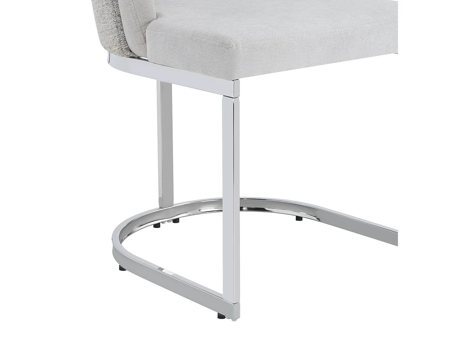 Set van 2 stoelen met zilverkleurige metalen poten - Grijze chenille stof