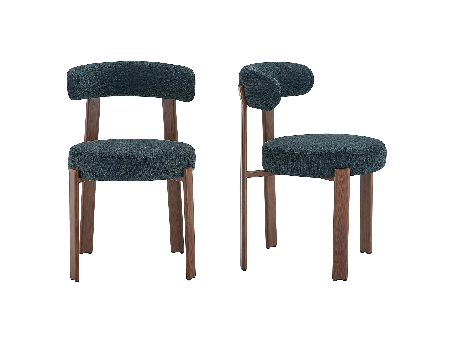 Set van 2 eetkamerstoelen met houten poten - Zwart linnen