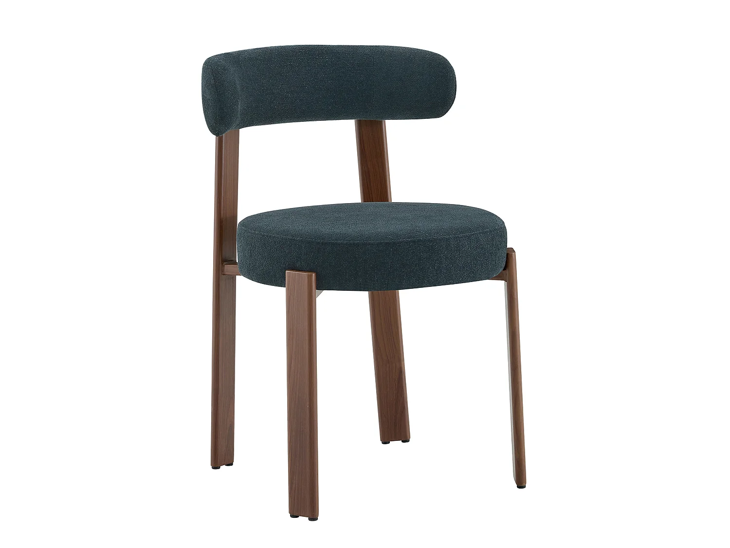 Set van 2 eetkamerstoelen met houten poten - Zwart linnen