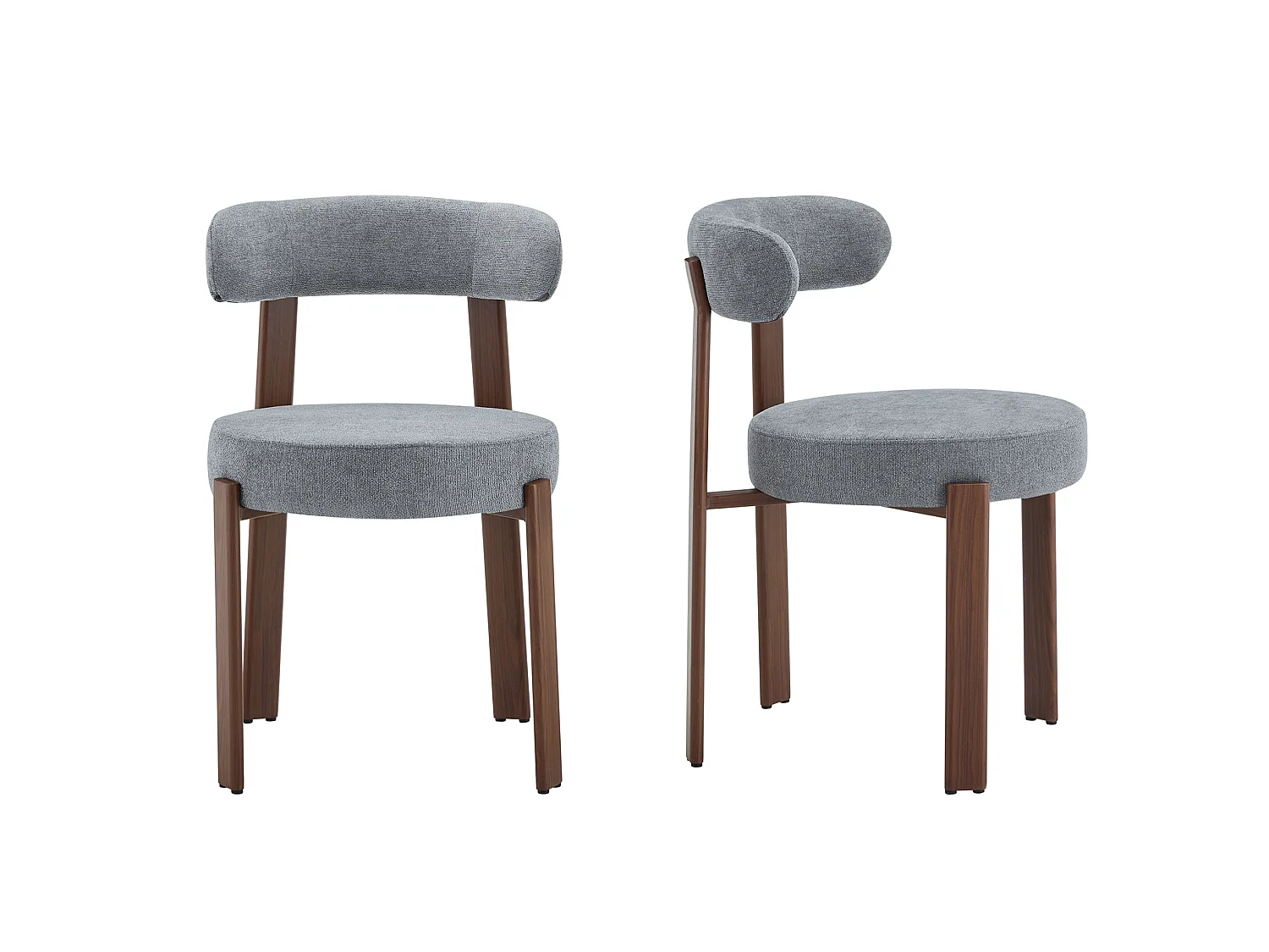 Set van 2 eetkamerstoelen met houten poten - Grijs linnen