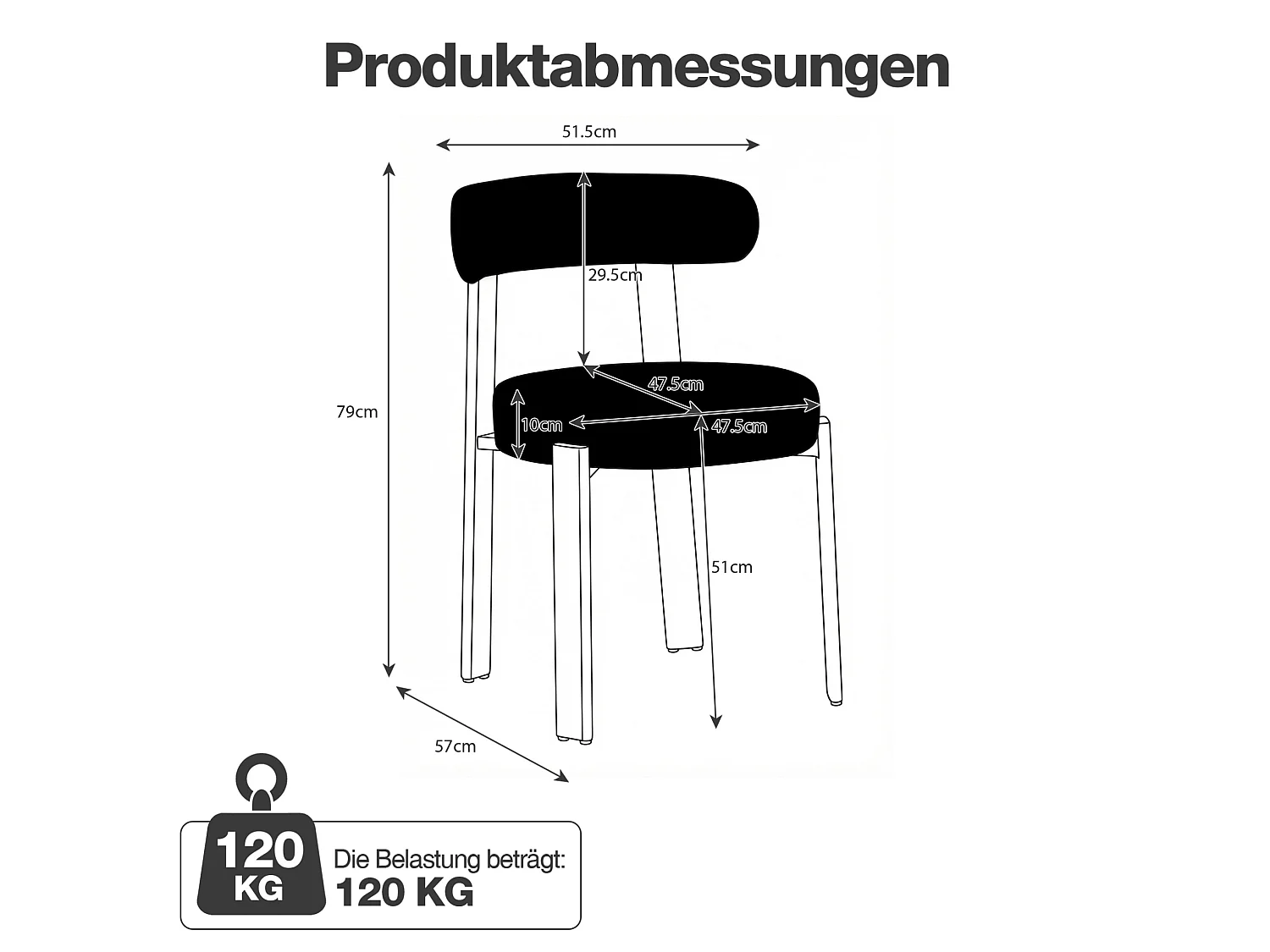 Set van 2 eetkamerstoelen met houten poten - Grijs linnen