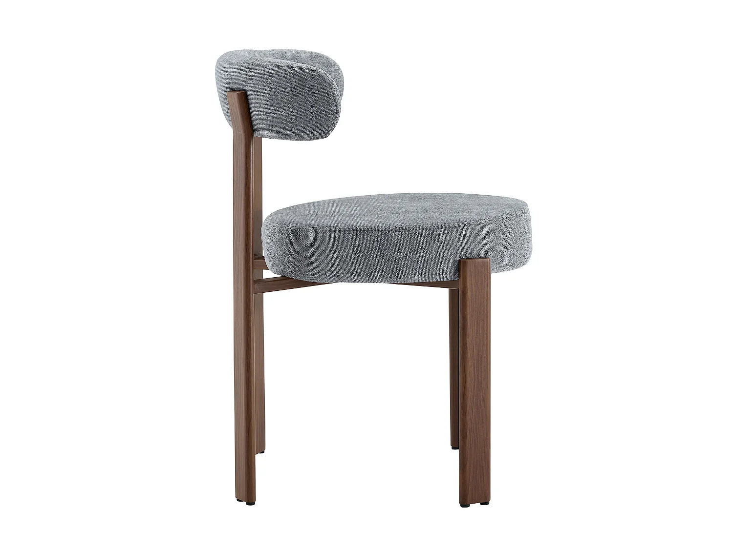 Set van 2 eetkamerstoelen met houten poten - Grijs linnen