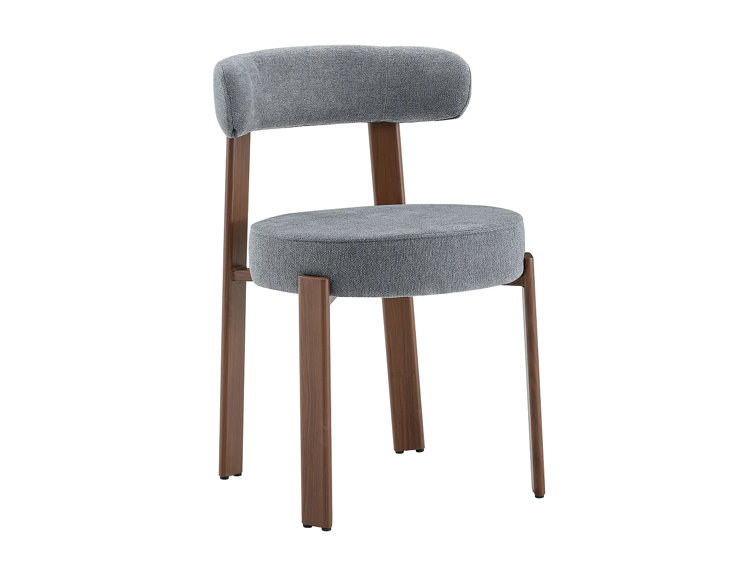 Set van 2 eetkamerstoelen met houten poten - Grijs linnen