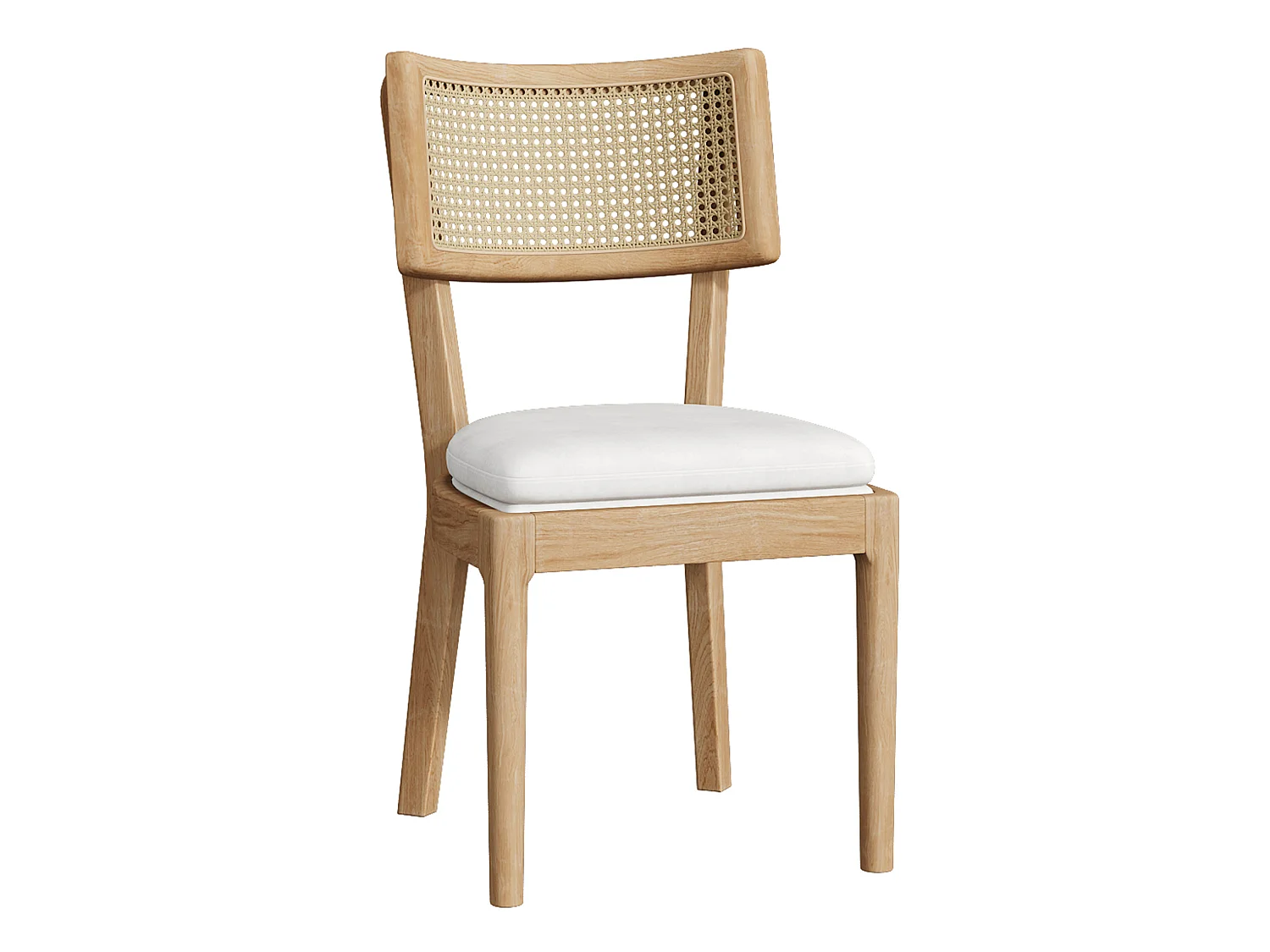 Lot de 2 chaises en bois et lin avec dossier en rotin - Naturel clair